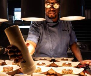 Chef Pete Smith plating