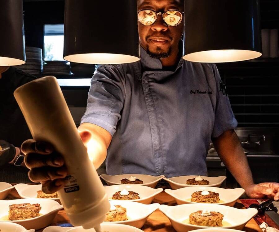 Chef Pete Smith plating