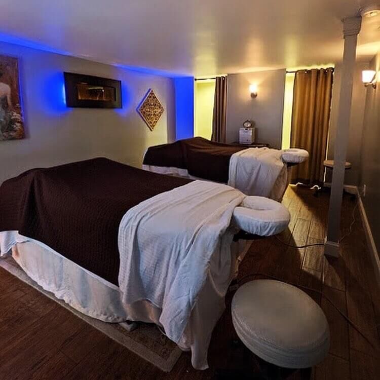 A massage room at the spa at Hillbrook Inn.